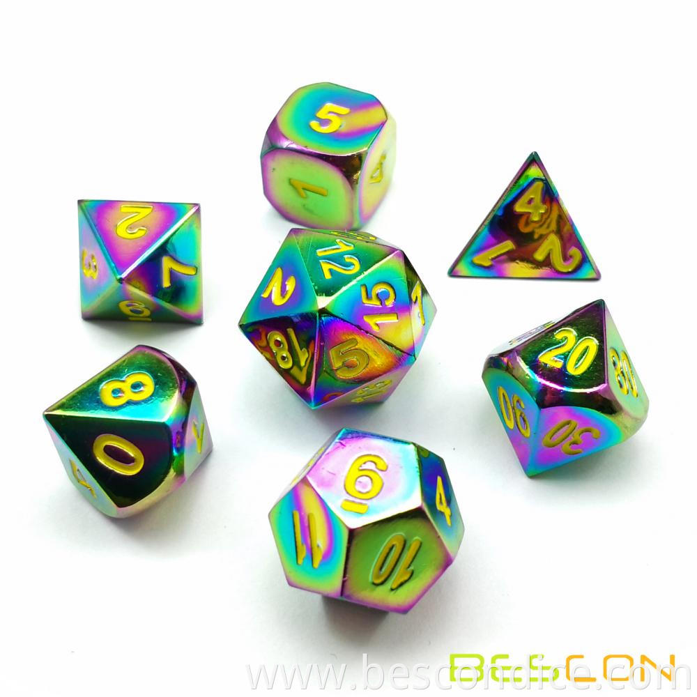 Heavy Duty Rainbow Metal Polyhedral Dice Set 2